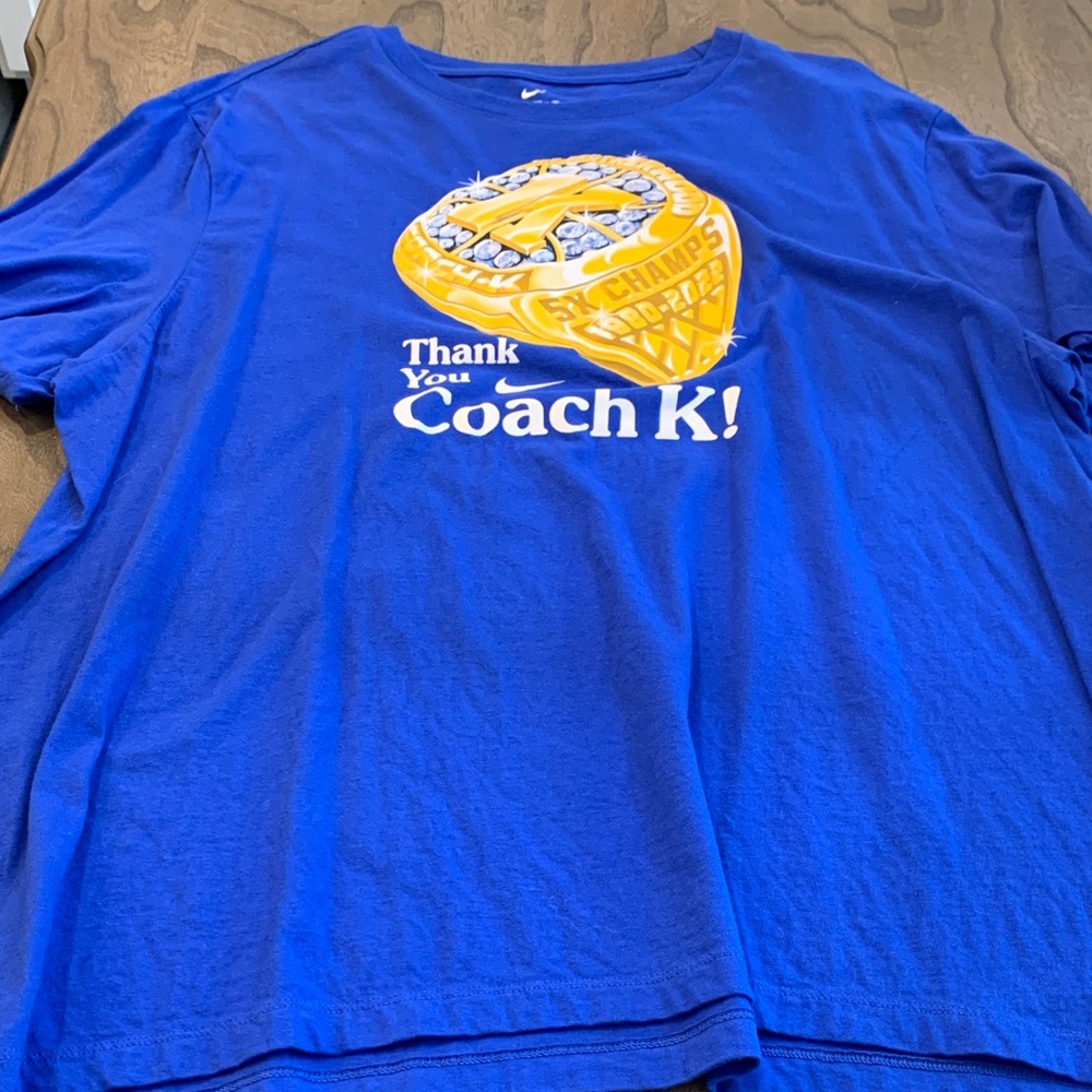 Nike Duke Thank You Coach K Size 2XL Commemorative T Shirt